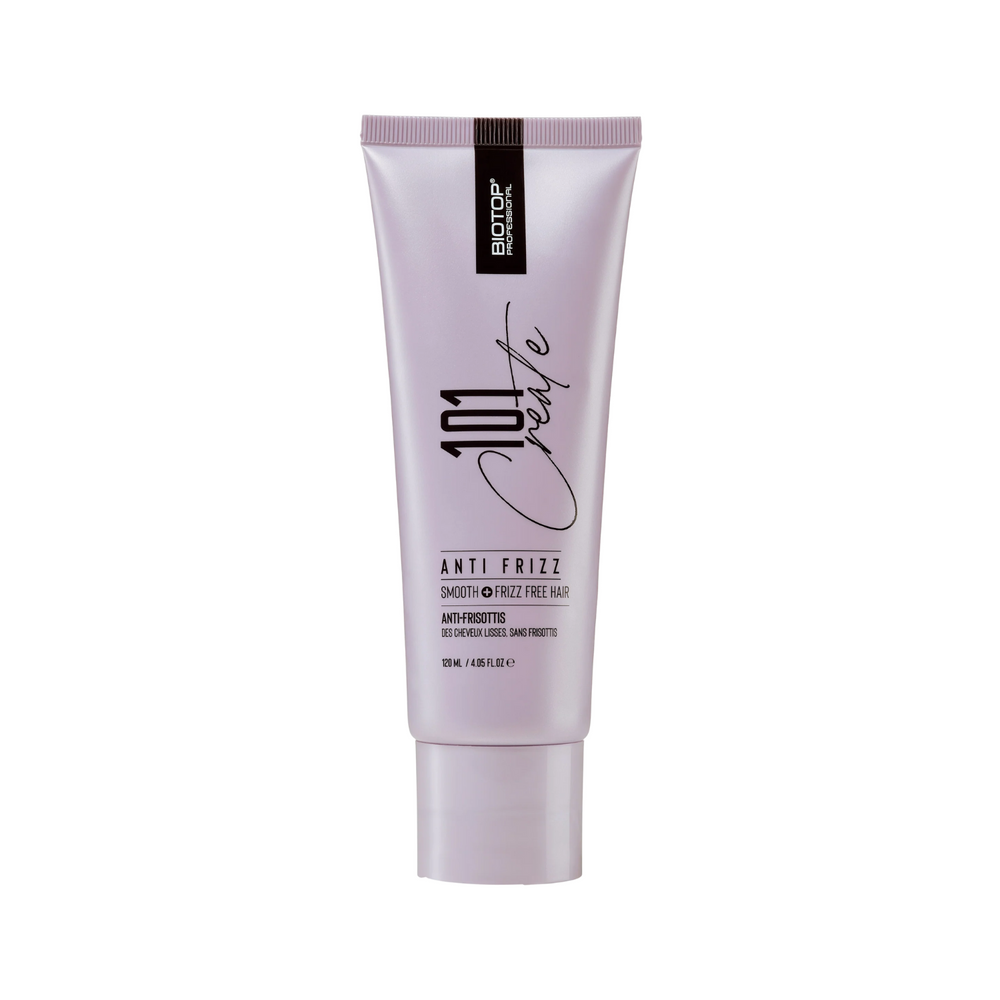 Tube 120 ml de 101 Create Anti‑Frizz – crème légère anti‑frisottis avec kératine et chou kale.