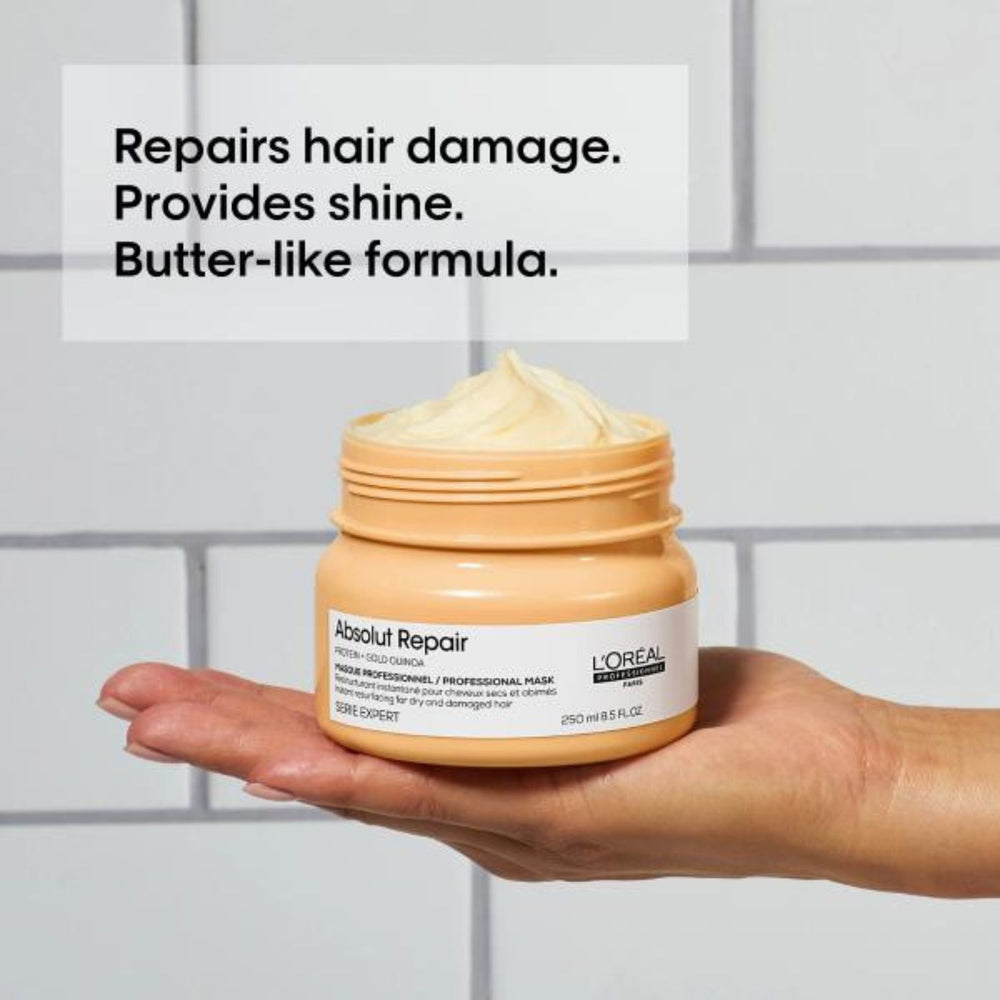 Masque Resurfaçant Instantané Absolut Repair L'Oréal Professionnel 250 ml sur fond blanc