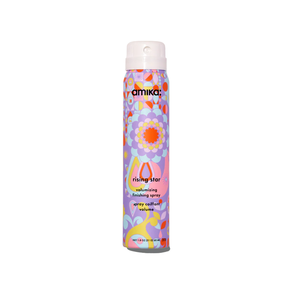 Flacon 185 ml du spray volumisant Amika Rising Star, style fin léger pour lift des racines sans résidu.