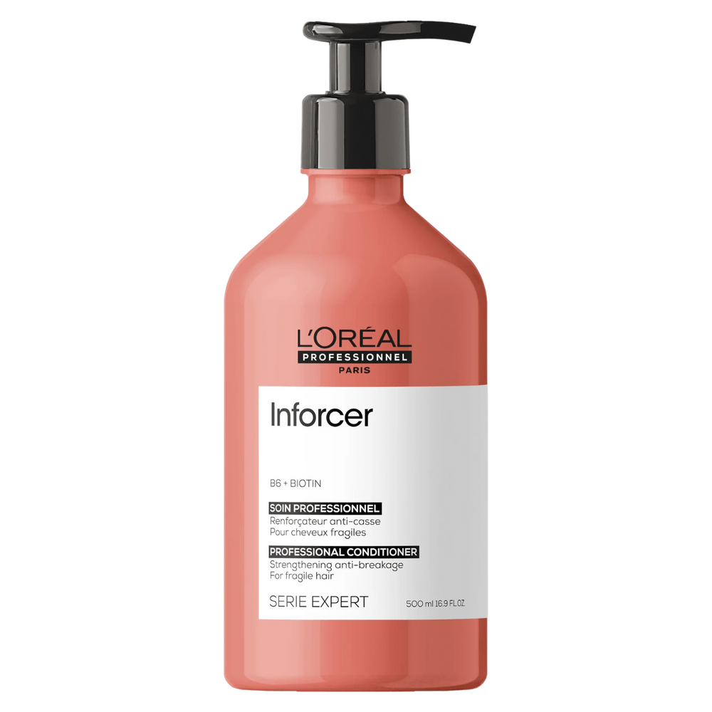 Flacon de l'Après-shampoing Inforcer Anti-Casse de L'Oréal Professionnel, soin capillaire pour cheveux fragiles.