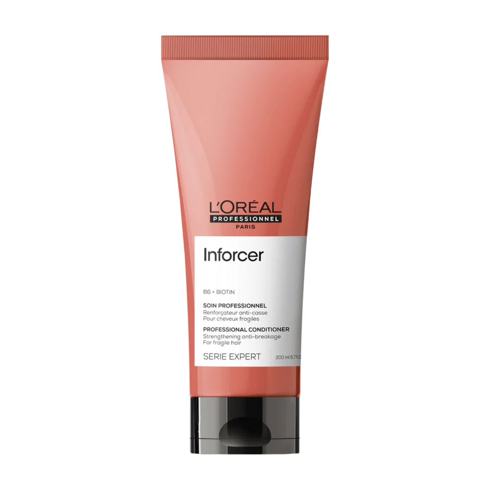 Flacon de l'Après-shampoing Inforcer Anti-Casse de L'Oréal Professionnel, soin capillaire pour cheveux fragiles.