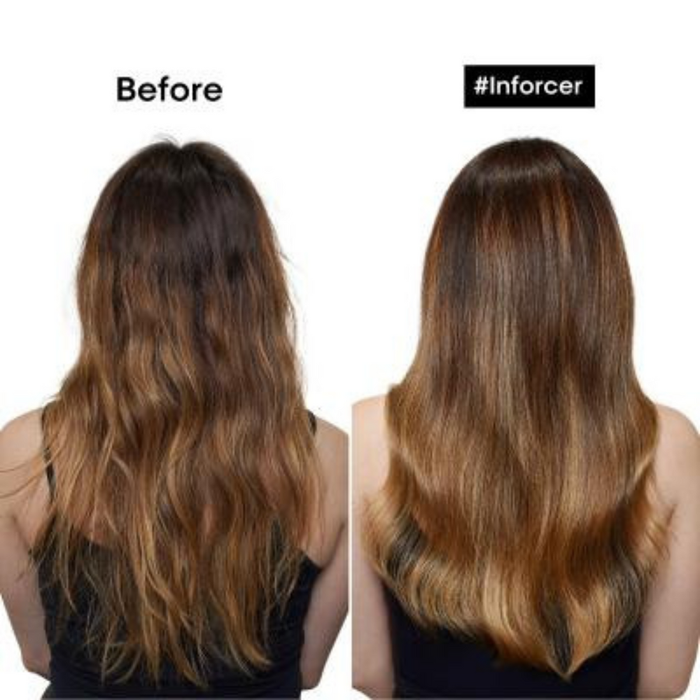 Flacon de l'Après-shampoing Inforcer Anti-Casse de L'Oréal Professionnel, soin capillaire pour cheveux fragiles.