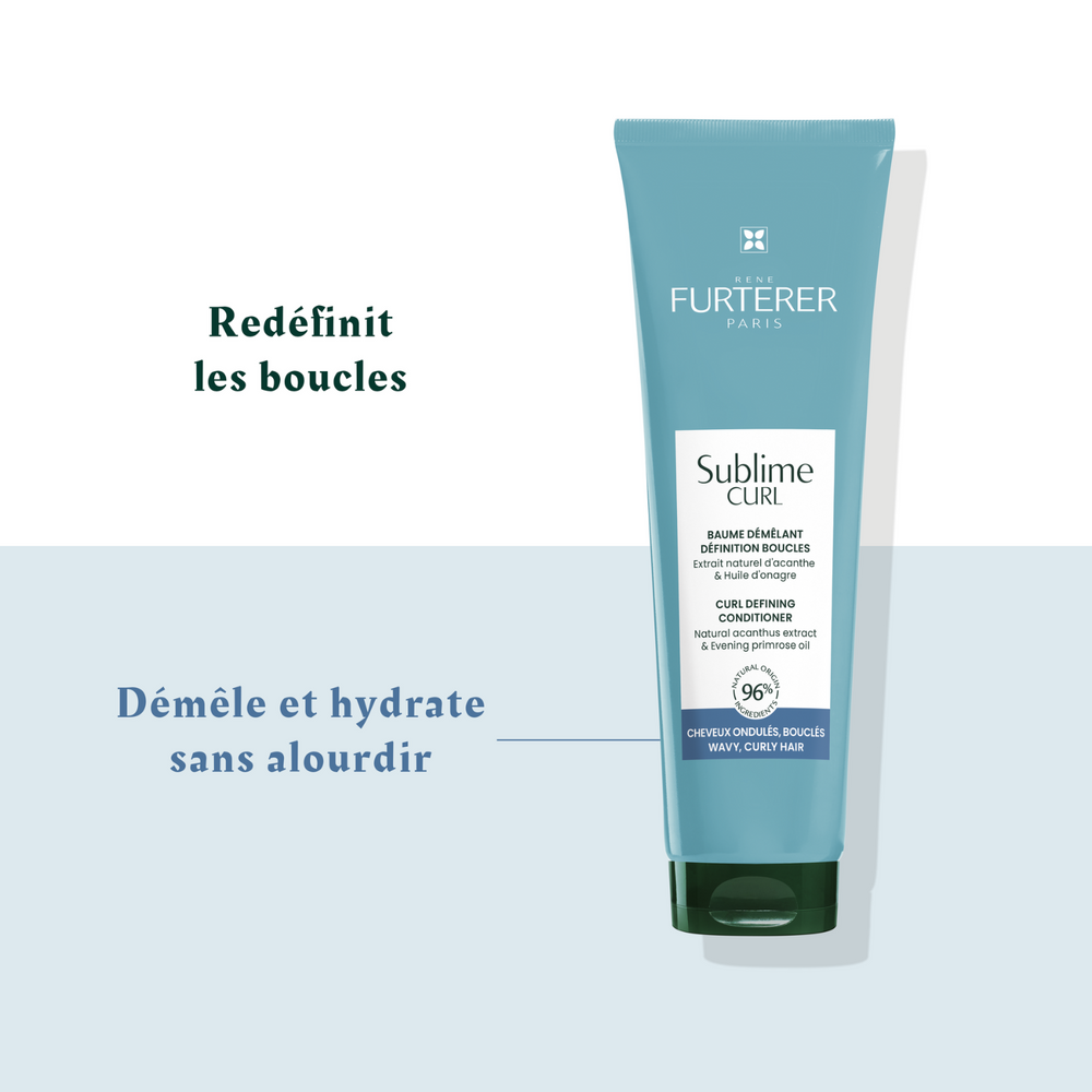 Flacon 200 ml du Baume démêlant définition boucles Sublime Curl René Furterer, pour cheveux bouclés