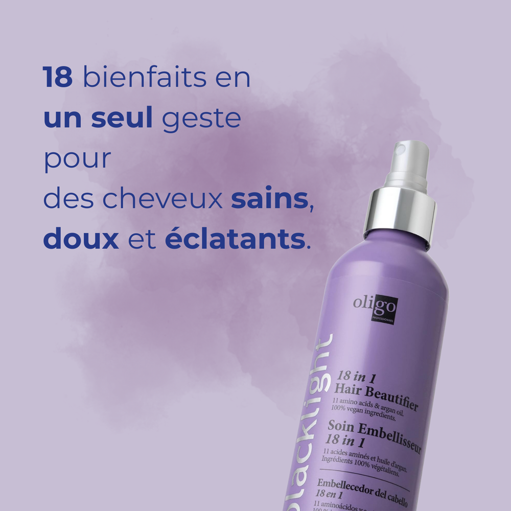“Flacon Oligo 18‑in‑1 Hair Beautifier Blacklight – brume soin multi‑bienfaits”