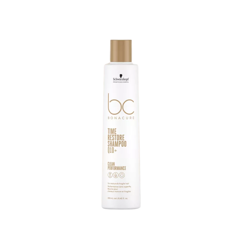Shampooing Q10+ Time Restore Micellar : purifie en douceur, renforce les cheveux matures, stimule la kératine, sans sulfates ni silicones pour plus d’éclat.