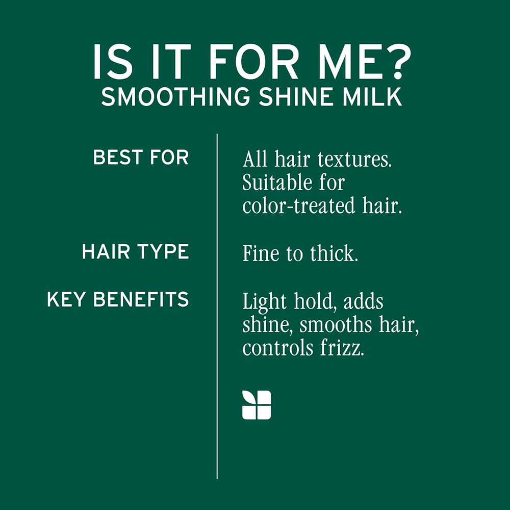Flacon de 250 ml de la brume de brillance et d’hydratation Biolage Smooth Shine Milk, soin capillaire sans rinçage.