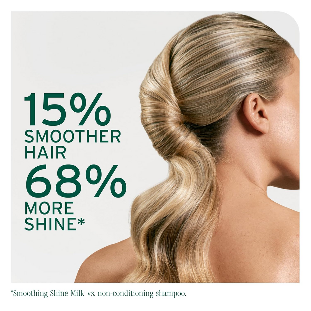 Flacon de 250 ml de la brume de brillance et d’hydratation Biolage Smooth Shine Milk, soin capillaire sans rinçage.