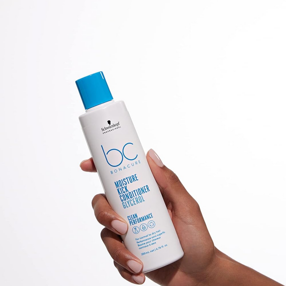 Flacon du Conditionneur Bonacure Moisture Kick — soin hydratant léger pour cheveux secs