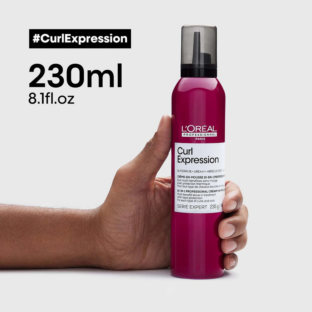 Crème-en-Mousse 10-en-1 Curl Expression L'Oréal Professionnel 250 ml sur fond blanc