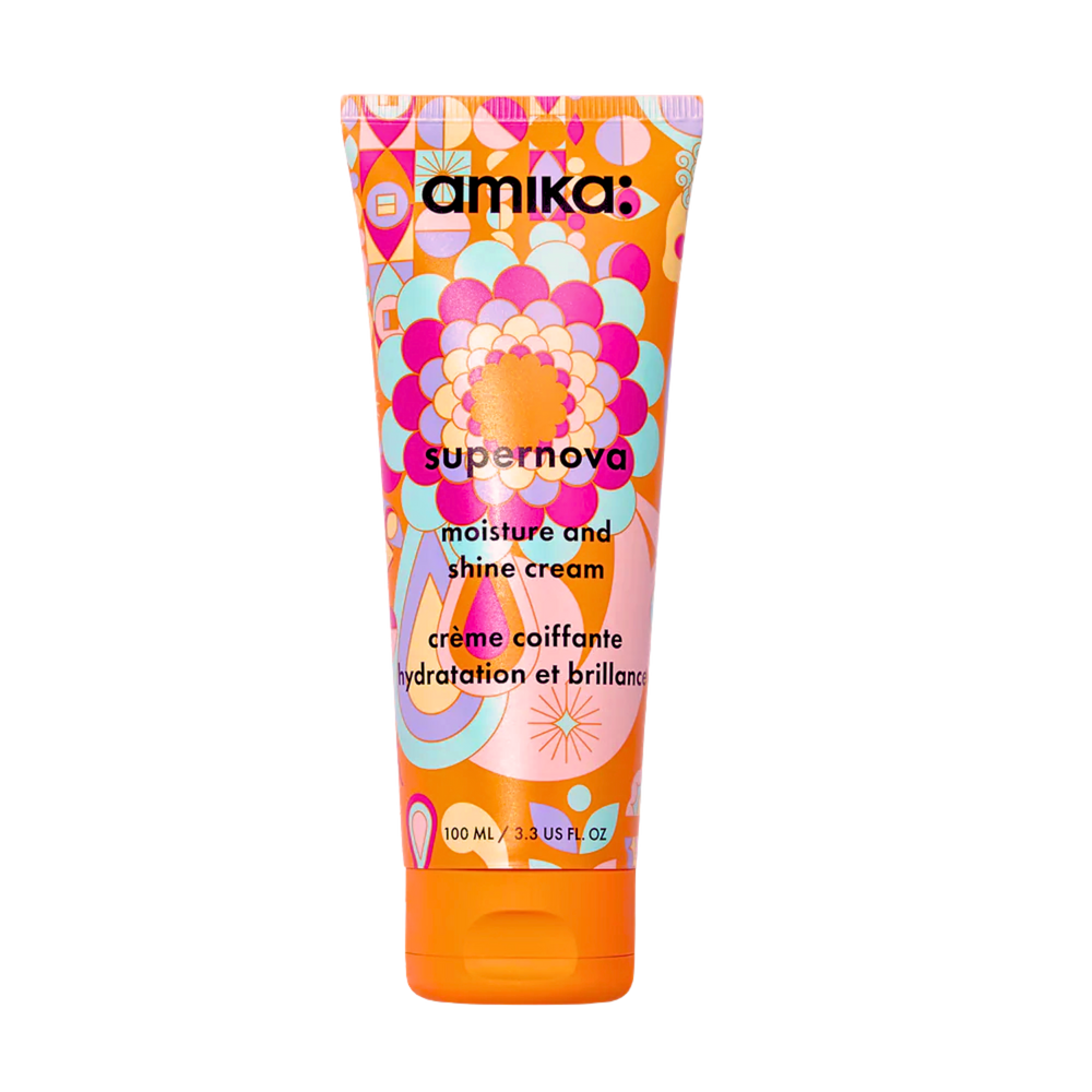 Flacon de la crème amika Supernova pour cheveux hydratés, lisses et brillants