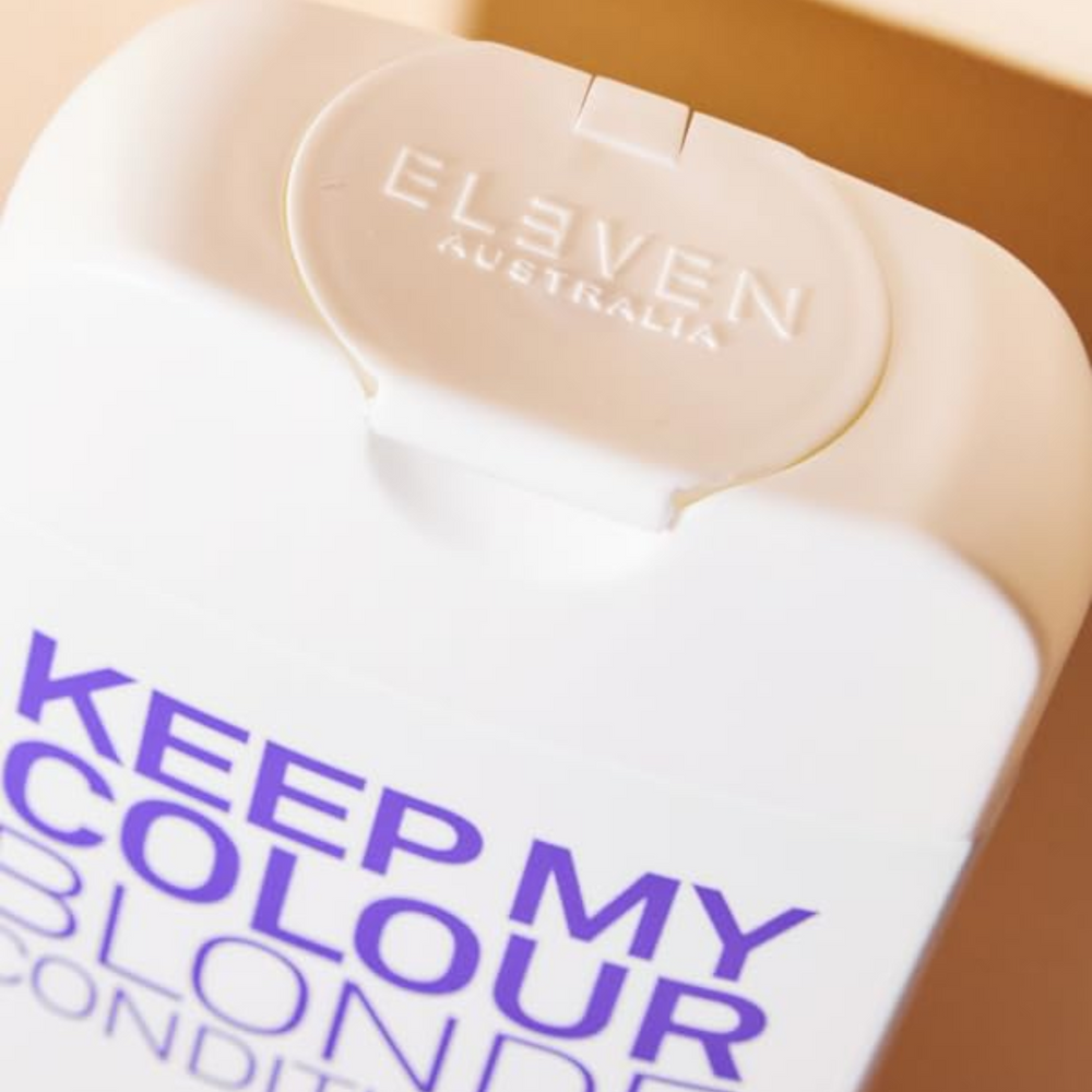 Flacon ELEVEN Keep My Colour Blonde Conditioner — soin tonifiant violet pour cheveux blonds