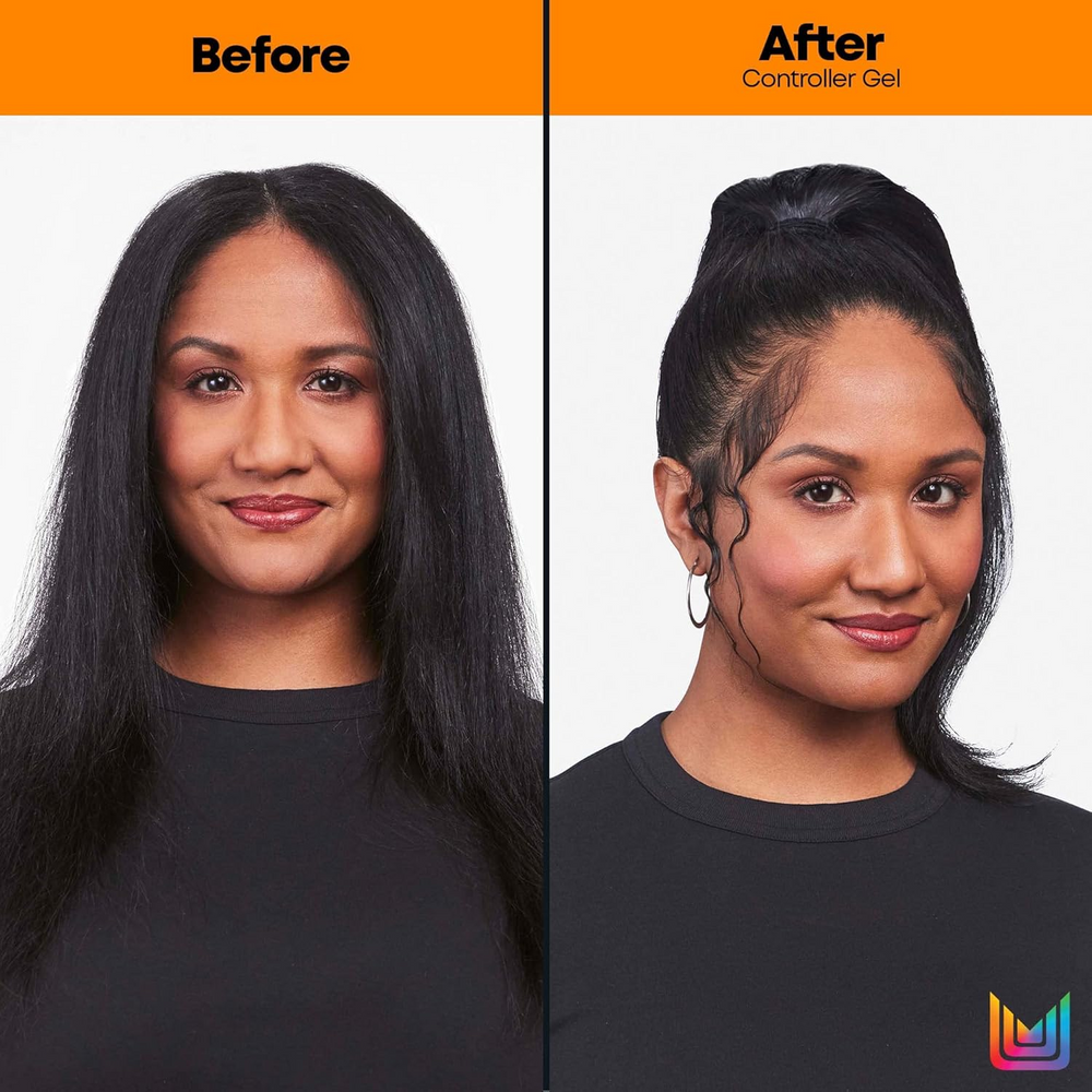 “Flacon de gel Matrix Styling Controller – tube avec motifs géométriques orange et noir”