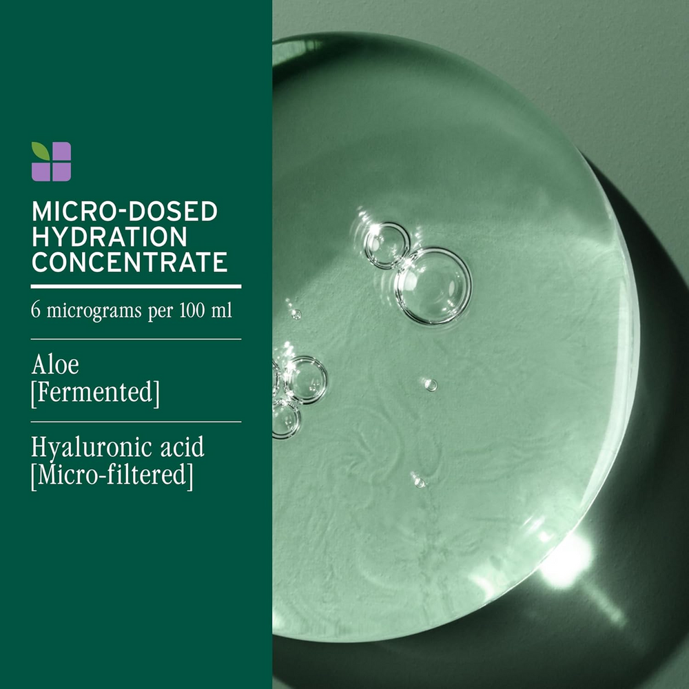 Flacon de shampooing Biolage Hydra Source avec aloe vera et acide hyaluronique, soin hydratant pour cheveux secs.