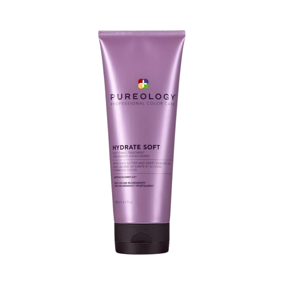 Pot de masque capillaire Pureology Hydrate Superfood Treatment posé sur fond clair, texture riche visible à l’ouverture.
