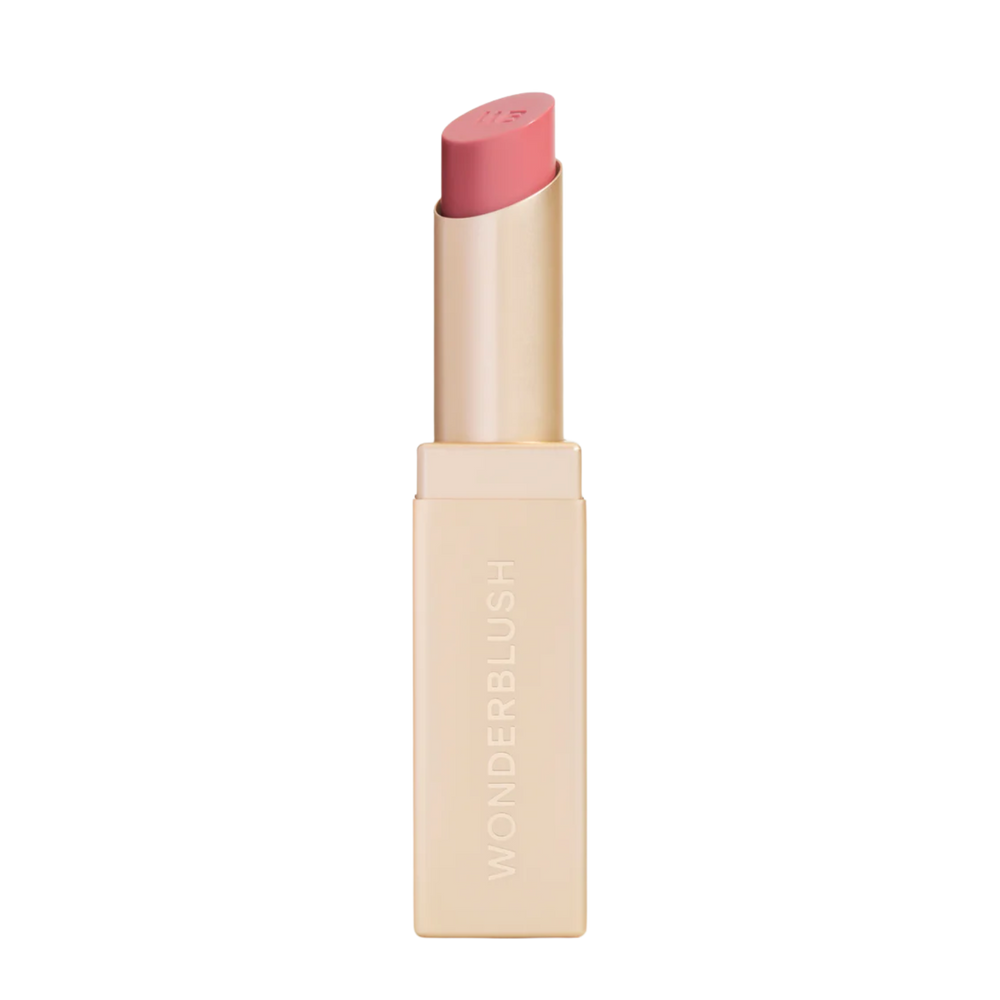 Stick rouge à lèvres Wonderblush Le Rouge en teinte Grenadine, fini satiné, packaging minimaliste et élégant.