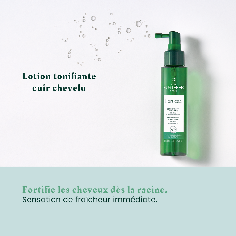 Flacon spray de la lotion énergisante René Furterer 100 ml, soin fortifiant sans rinçage pour cuir chevelu