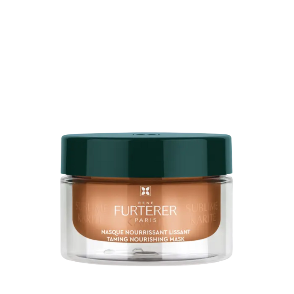 Pot de Masque Nourrissant Lissant Sublime Karité René Furterer, pour cheveux très secs, version nourrissante et lissante, 200 ml.