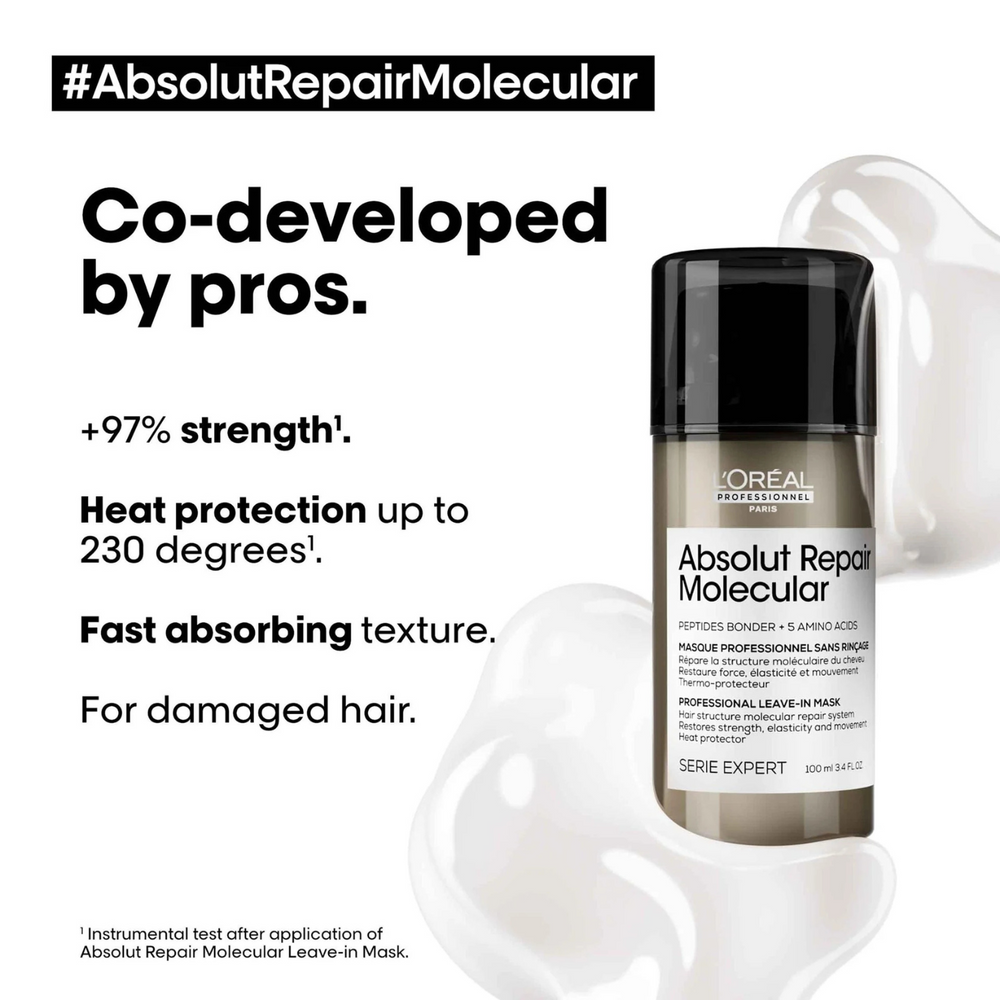 Masque Réparateur Moléculaire Absolut Repair L'Oréal Professionnel 250 ml sur fond blanc