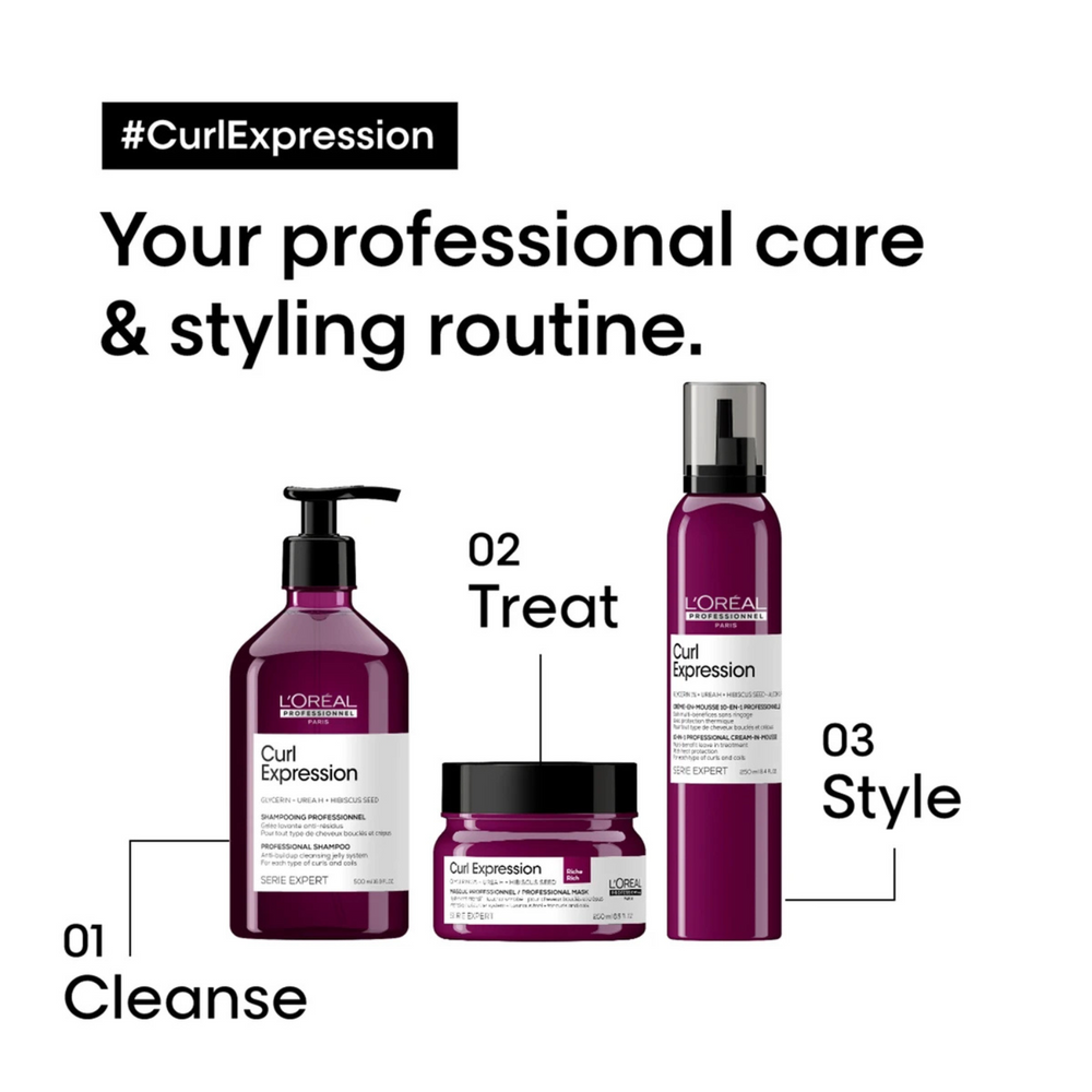 Pot de masque Riche Hydratant Intensif Curl Expression L'Oréal Professionnel 250 ml sur fond blanc