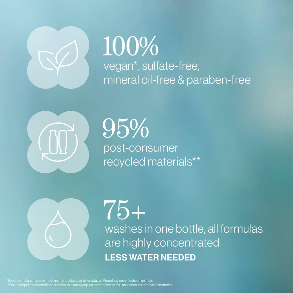 Tube ou pot de masque Strength Cure Superfood de Pureology, avec étiquette élégante et ingrédients naturels en arrière‑plan.