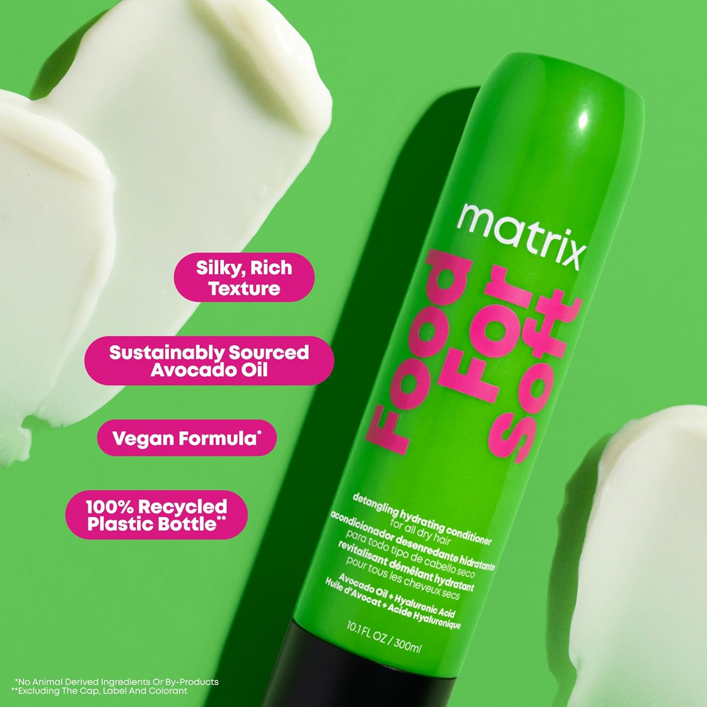 “Matrix Food For Soft Detangling Hydrating Conditioner 300 ml — flacon avec huile d’avocat & acide hyaluronique, cheveux démêlés, doux et hydratés”