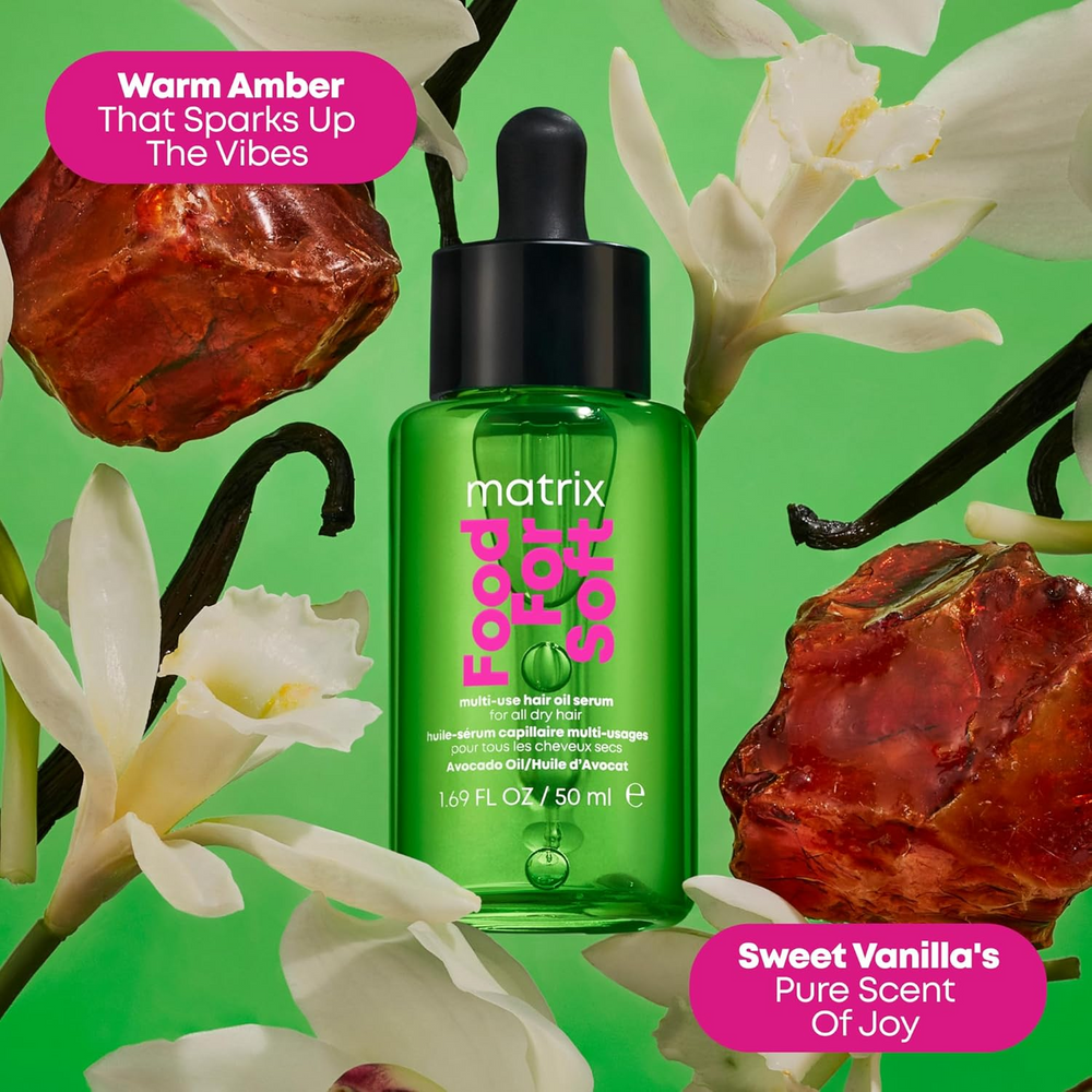 “Matrix Food For Soft Multi-Use Hydrating Oil Serum – flacon huile capillaire 50 ml, enrichie à l’avocat et acide hyaluronique, brillance et douceur”