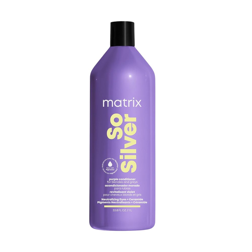 Bouteille de Matrix So Silver Purple Pigmented Conditioner pour cheveux blonds et gris