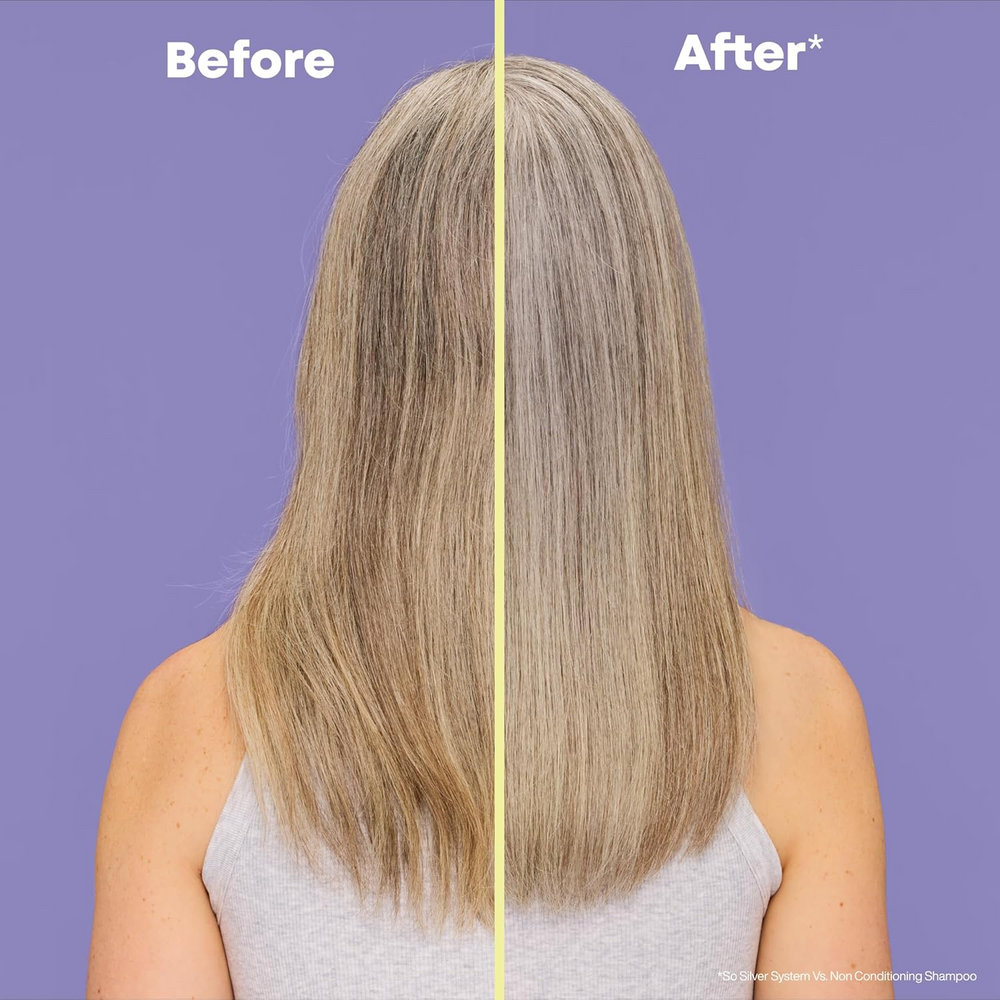 Bouteille de Matrix So Silver Purple Pigmented Conditioner pour cheveux blonds et gris