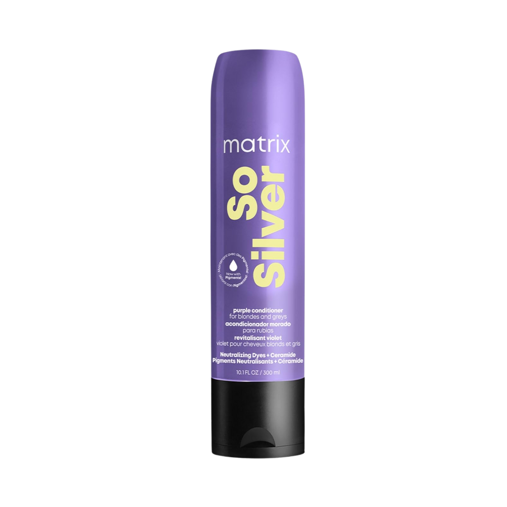 Bouteille de Matrix So Silver Purple Pigmented Conditioner pour cheveux blonds et gris