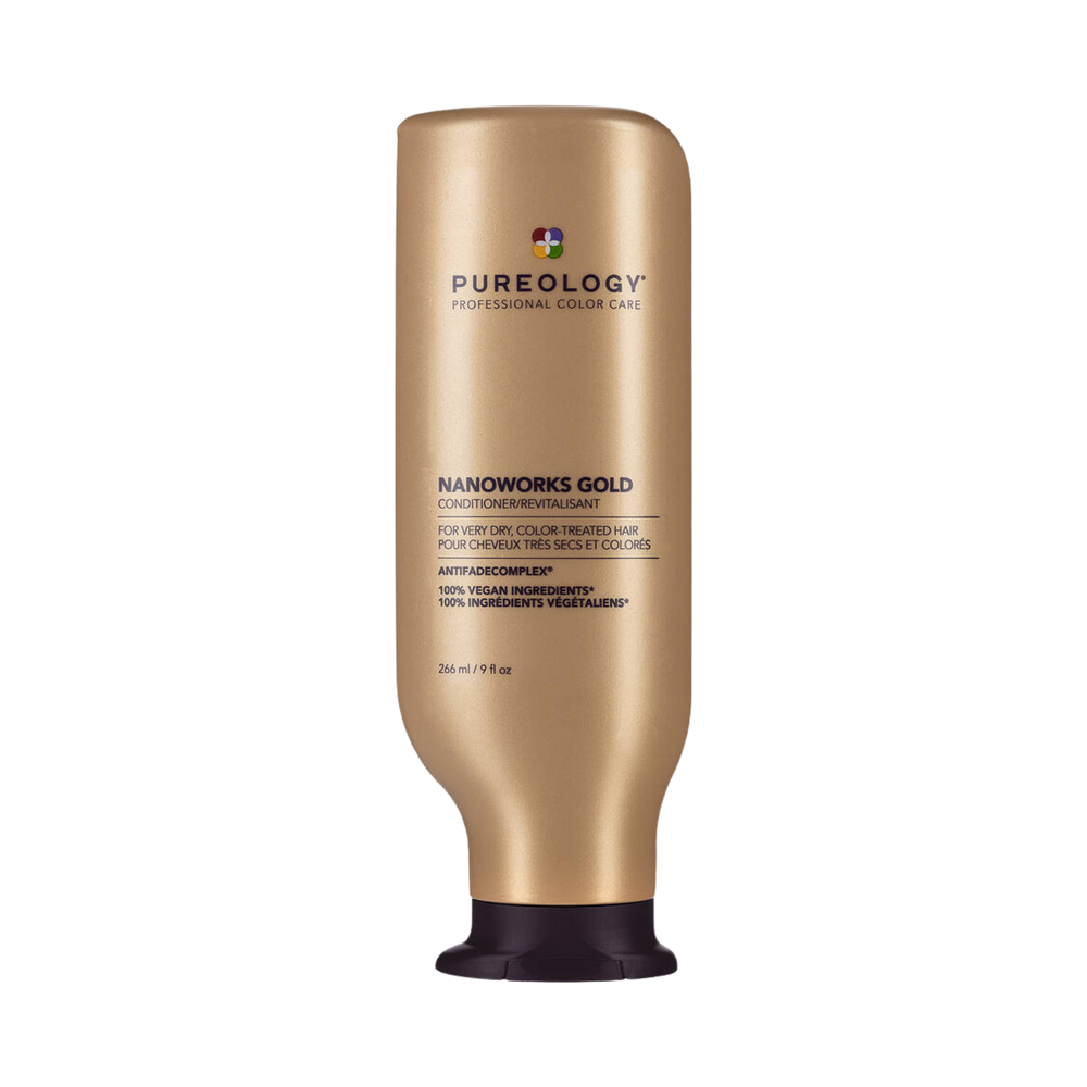 Conditionneur Nanoworks Gold de Pureology – soin vegan luxe réparateur avec huile de marula pour cheveux colorés ternes