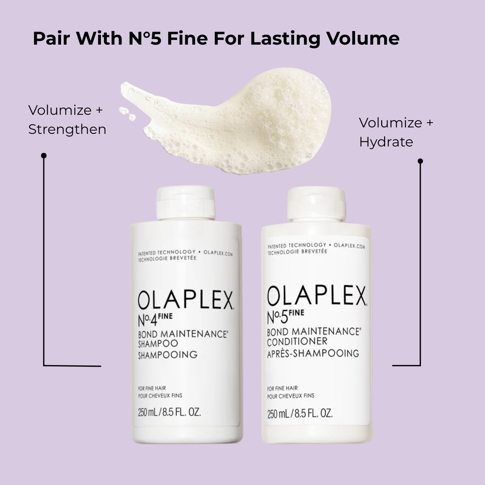 Flacon du shampooing Olaplex N° 4 Fine Bond Maintenance sur fond neutre