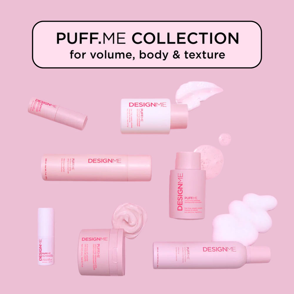 Flacon de 250 ml de mousse volumisante PUFF.ME, texture légère pour volume rebondi