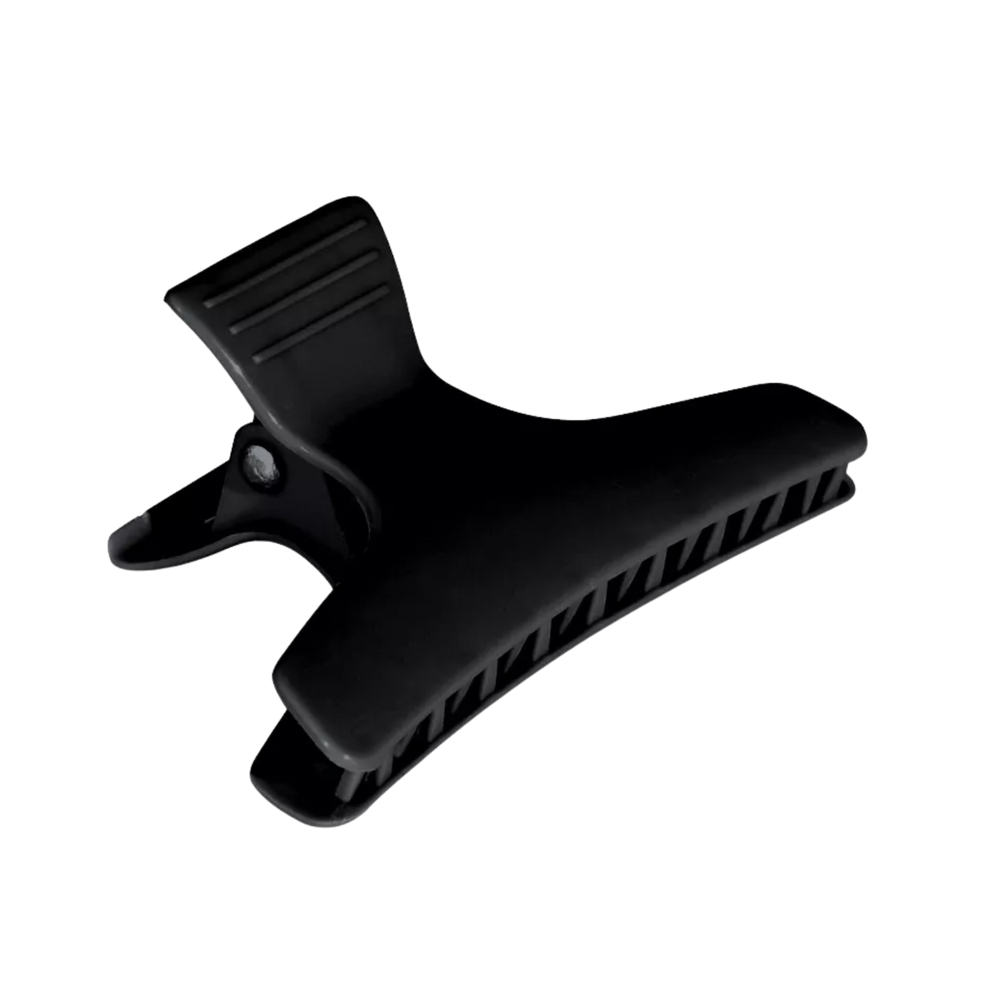 Détail d’une pince croco grand modèle noire 8 cm pour coiffure