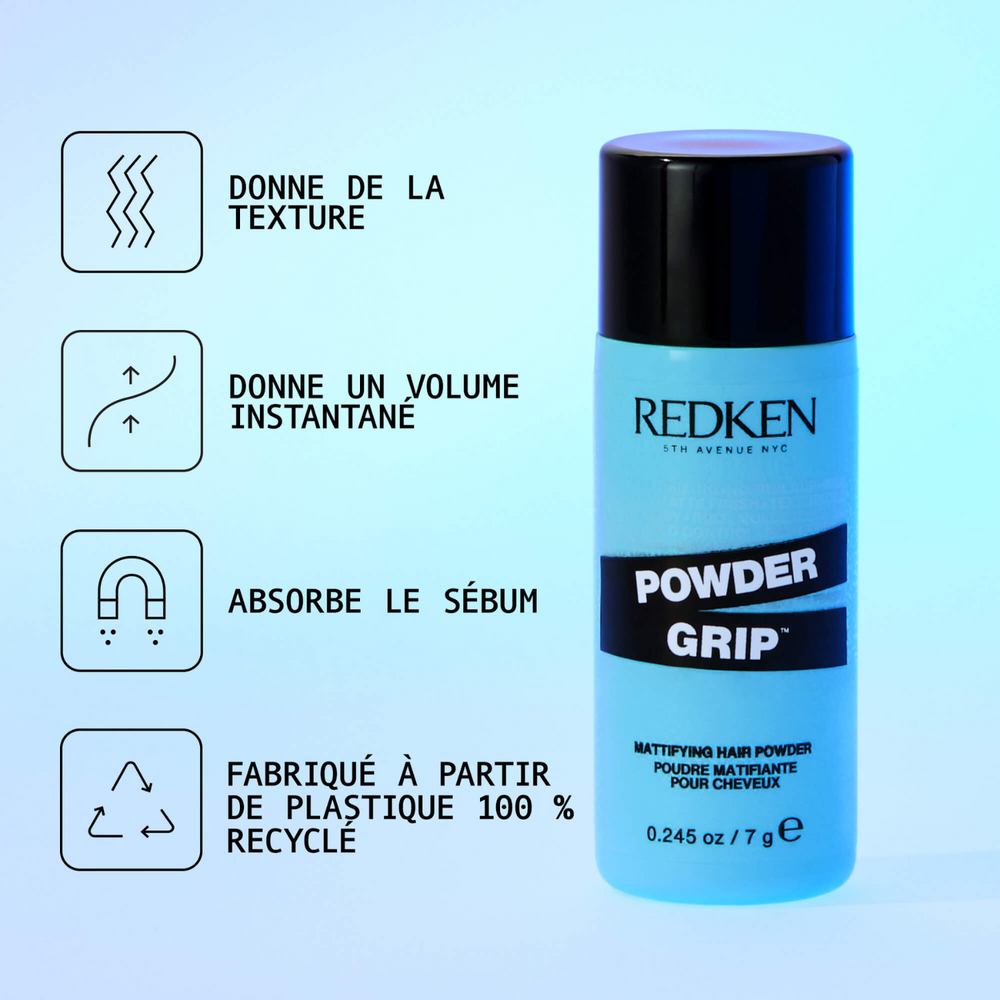 Poudre capillaire Redken Powder Grip 03 posée sur fond clair.