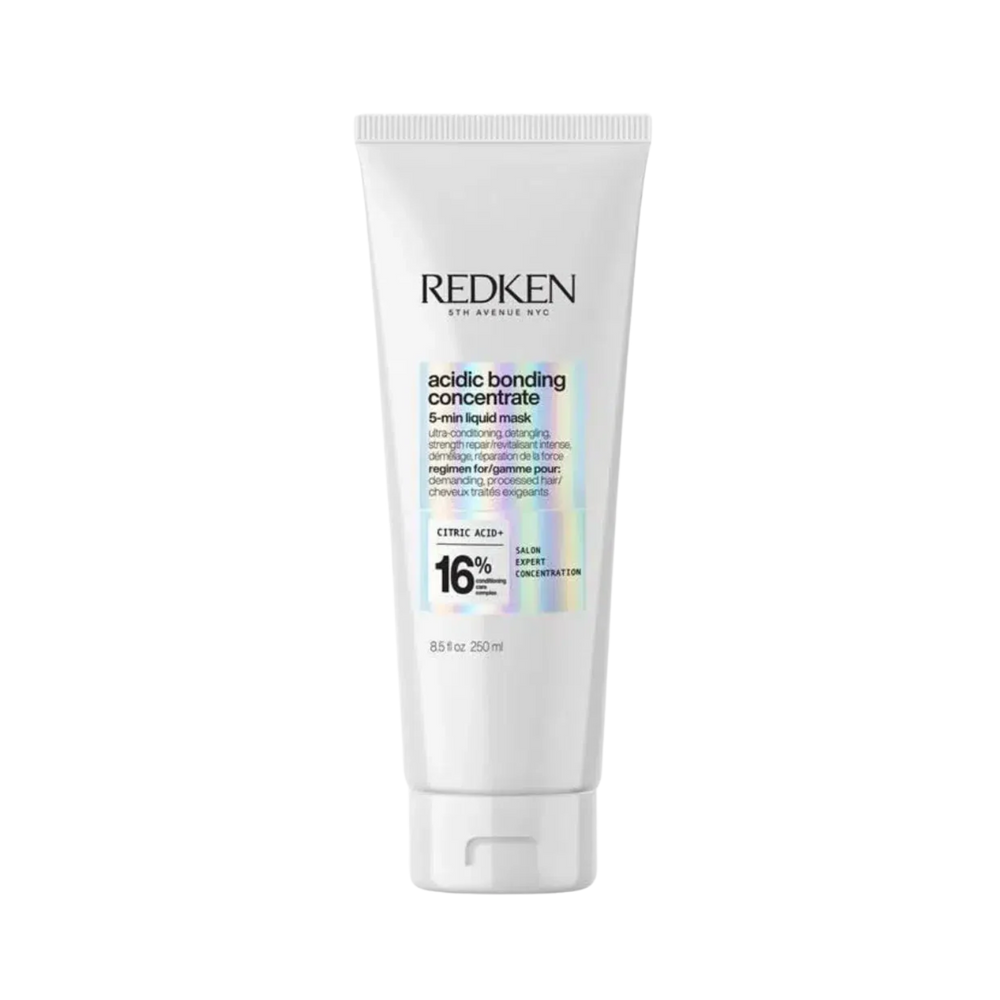Pot du masque Redken Acidic Bonding Concentrate posé sur fond neutre, soin hydratant concentré pour cheveux abîmés