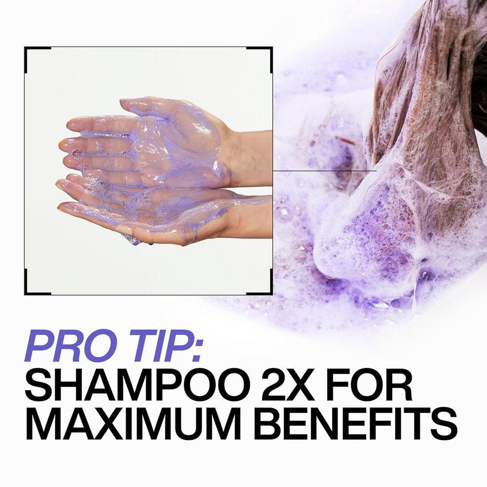 Flacon de shampooing Redken Blondage Purple avec pigments violets, neutralisant les reflets cuivrés pour cheveux blonds