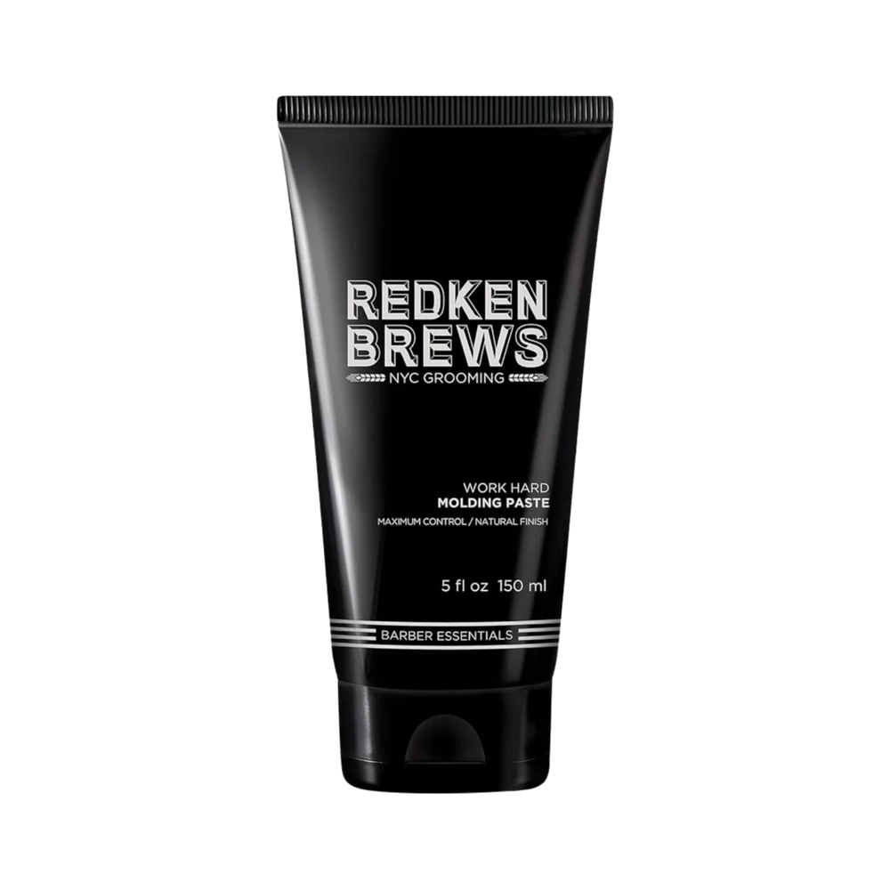 Tube de Redken Brews Work Hard Molding Paste, pâte coiffante tenue ferme