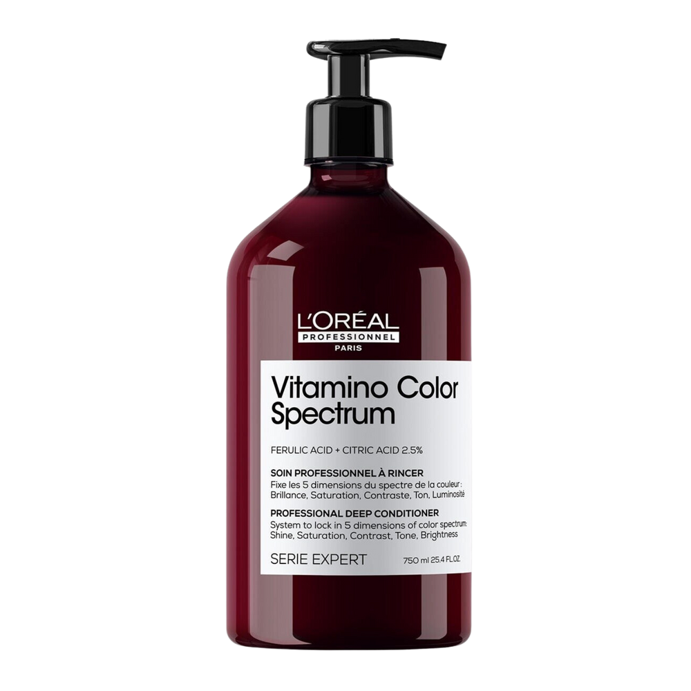 Flacon de revitalisant Vitamino Color Spectrum L’Oréal Professionnel 500 ml, soin cheveux colorés.