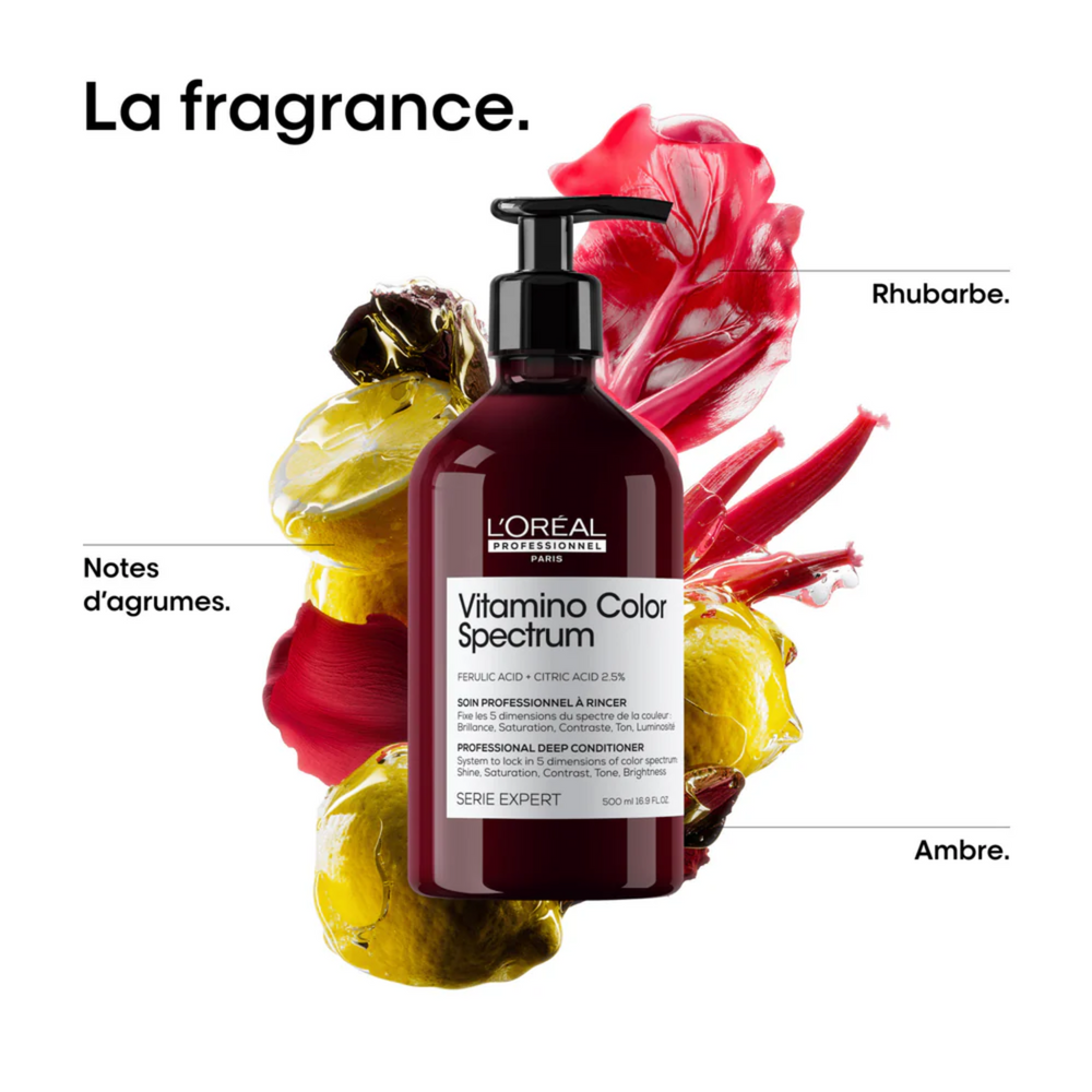 Flacon de revitalisant Vitamino Color Spectrum L’Oréal Professionnel 500 ml, soin cheveux colorés.