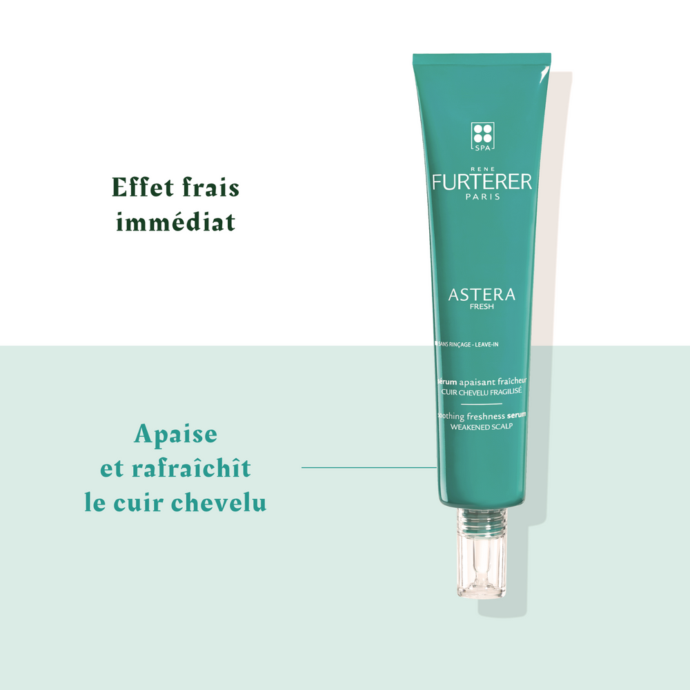 Tube du Sérum Astera Fresh René Furterer 75 ml, soin apaisant sans rinçage pour cuir chevelu irrité