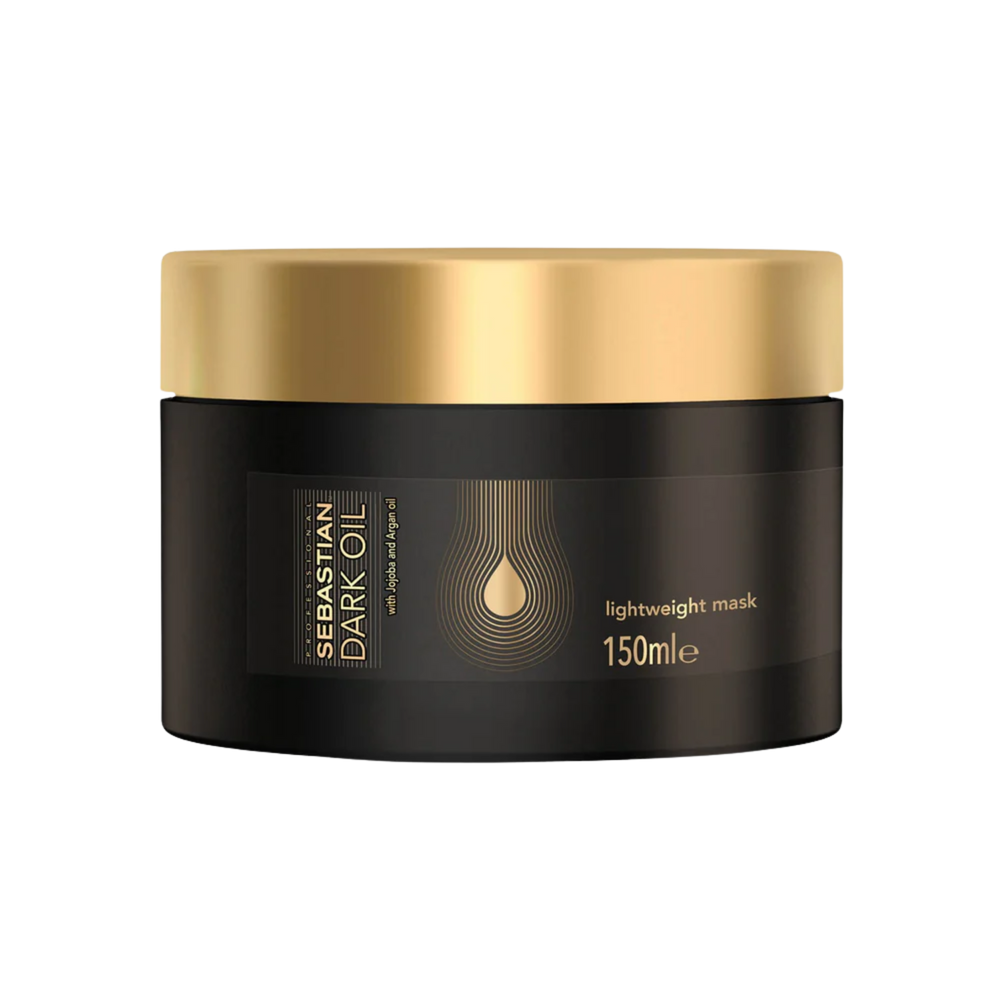 « Sebastian Dark Oil Masque Léger 150 ml – pot noir et doré, soin nutritif cheveux »