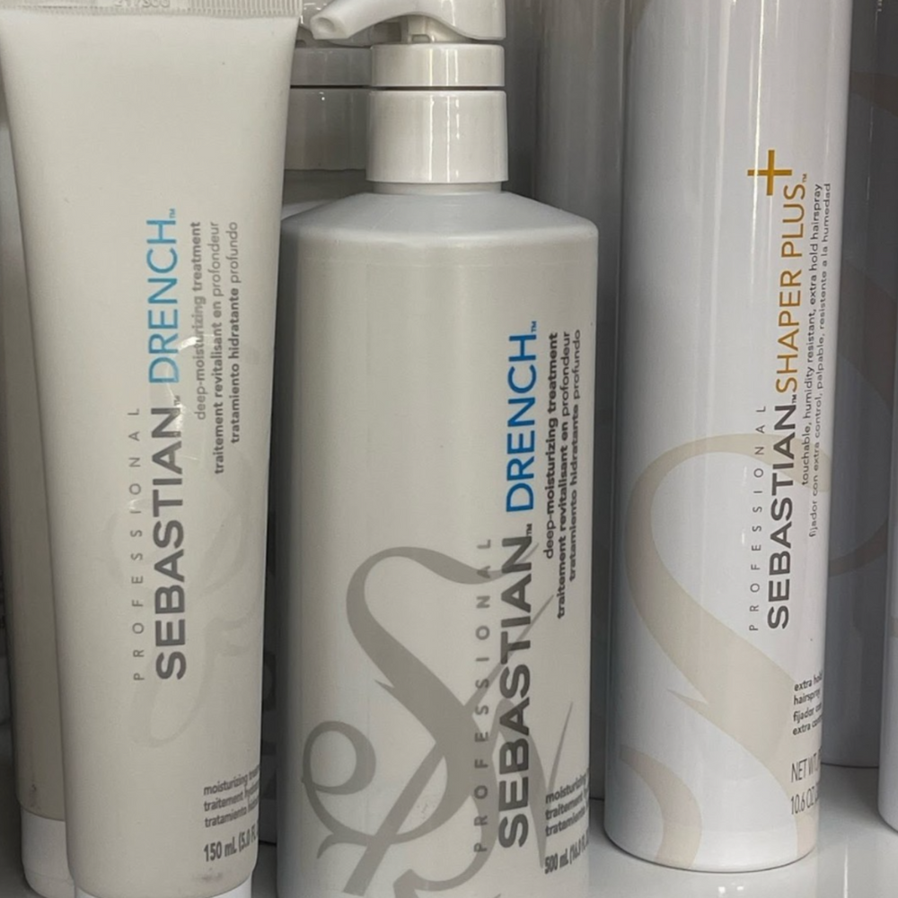 Pot de Sebastian Drench Treatment, masque hydratant pour cheveux secs et frisés.