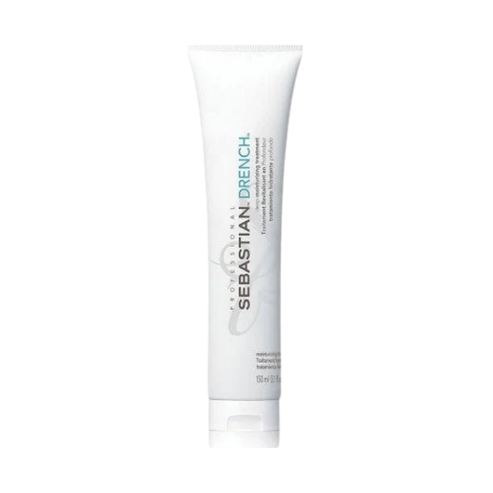 Pot de Sebastian Drench Treatment, masque hydratant pour cheveux secs et frisés.