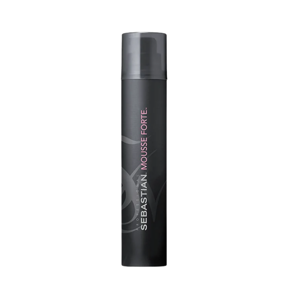 Flacon de 200 ml de Sebastian Mousse Forte, mousse coiffante professionnelle pour tenue forte et volume.