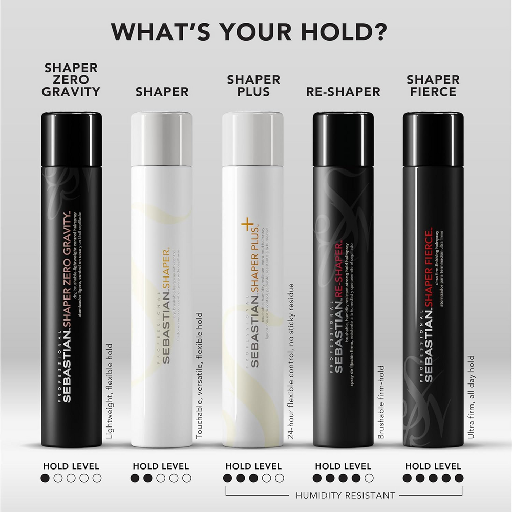 Aérosol de 400 ml de Sebastian Shaper Fierce laque ultra‑ferme, fixation professionnelle.