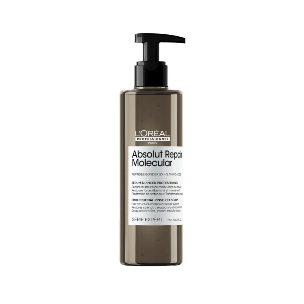 Flacon du Sérum Réparateur Absolut Repair Molecular de L'Oréal Professionnel, soin capillaire réparateur pour cheveux abîmés.