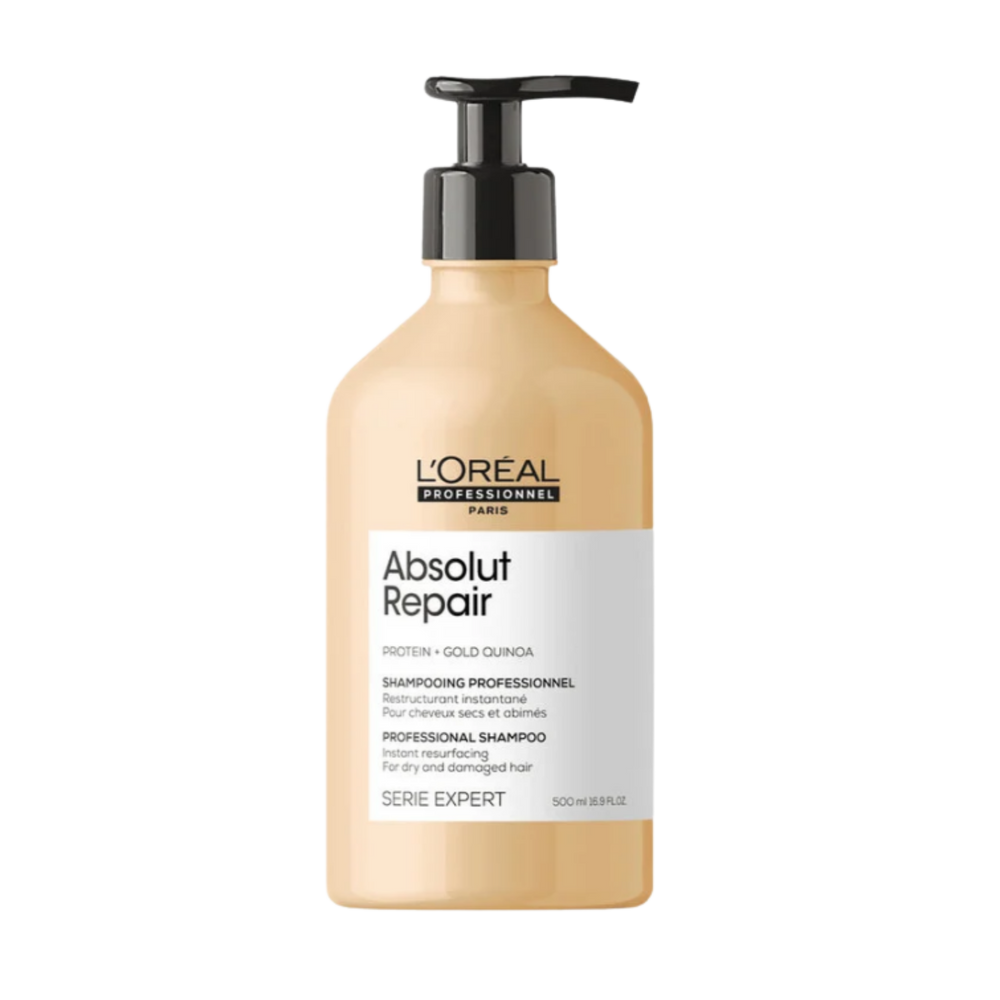 Flacon du Shampoing Absolut Repair de L'Oréal Professionnel, soin capillaire pour cheveux abîmés.