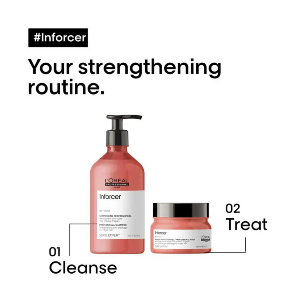 Flacon du Shampoing Inforcer Anti-Casse 500 ml de L'Oréal Professionnel, soin capillaire pour cheveux fragiles.