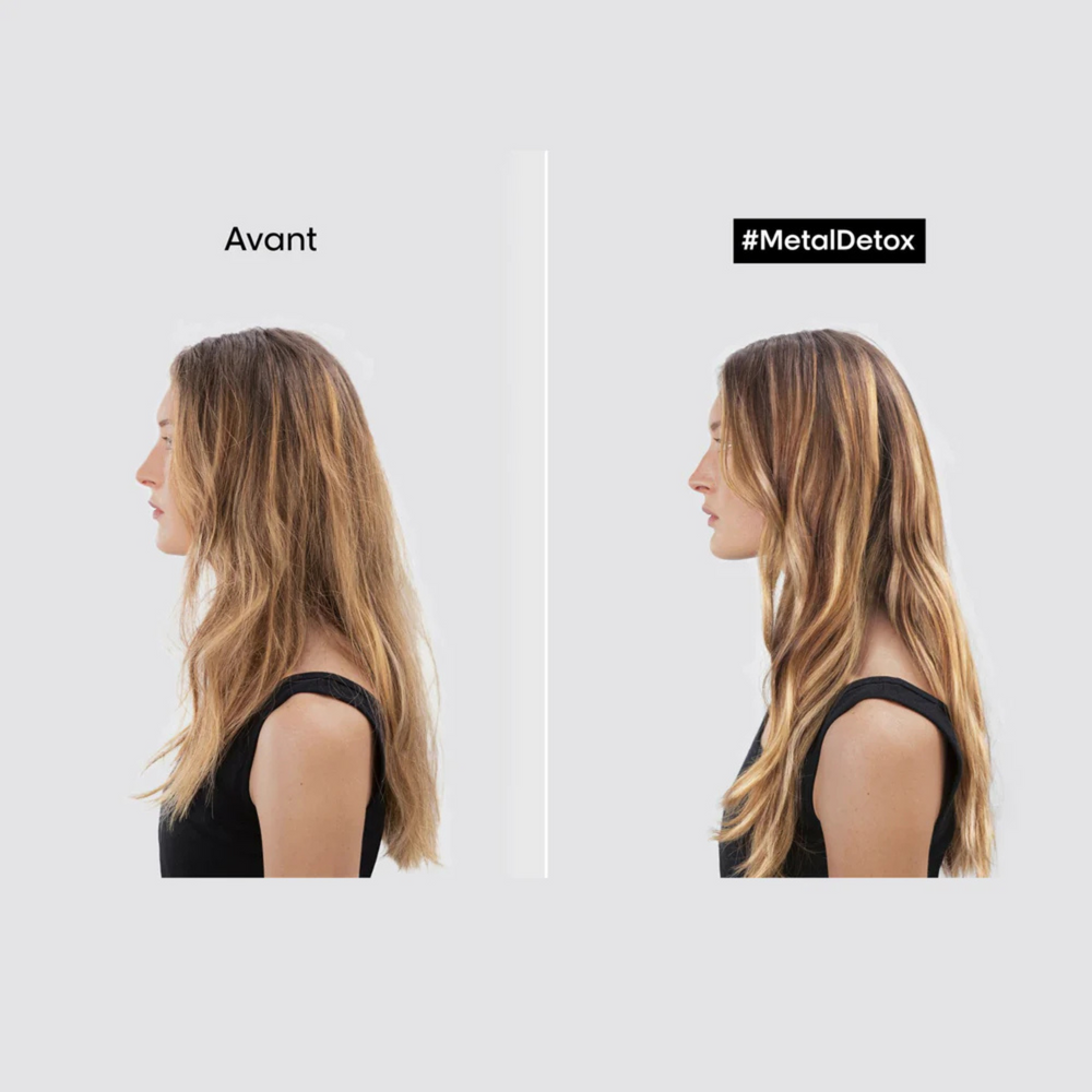 Flacon du Shampoing Metal Detox de L'Oréal Professionnel, soin capillaire anti-métaux pour cheveux colorés.