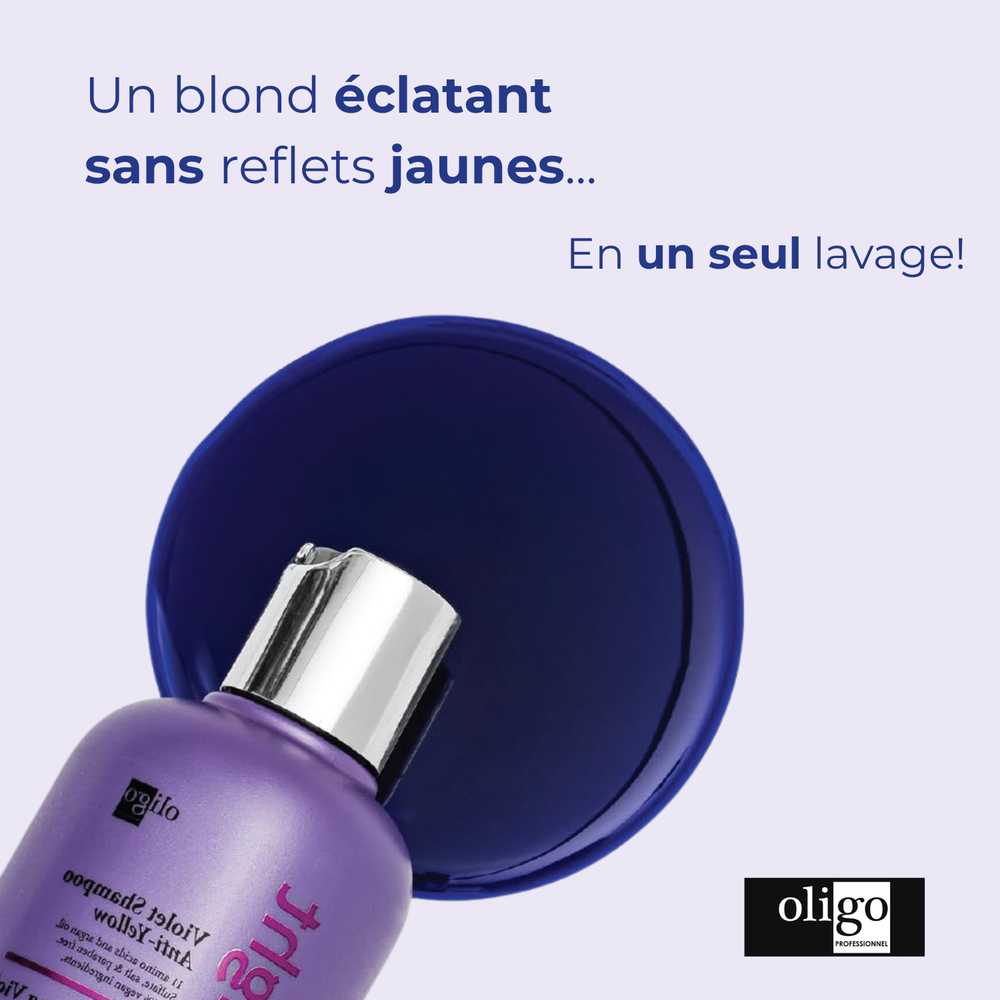 “Flacon Oligo Blacklight Violet Shampoo – shampoing anti‑jaunissement pour cheveux blonds”